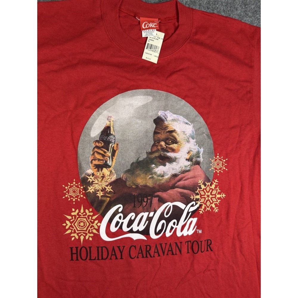 Vintage 1997 Coca Cola Coke Holiday Caravan Tour Santa T-Shirt Size Large New